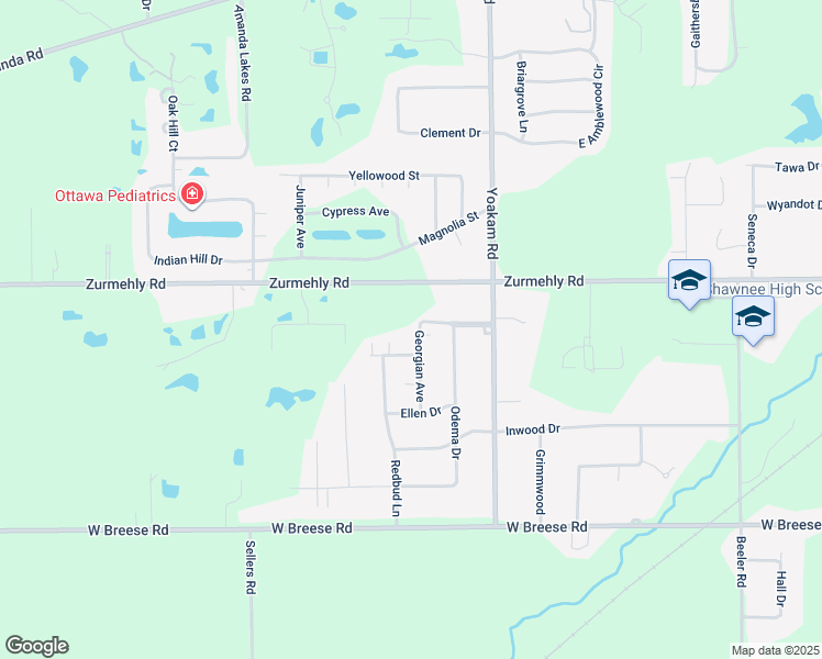map of restaurants, bars, coffee shops, grocery stores, and more near 3402 Georgian Avenue in Lima