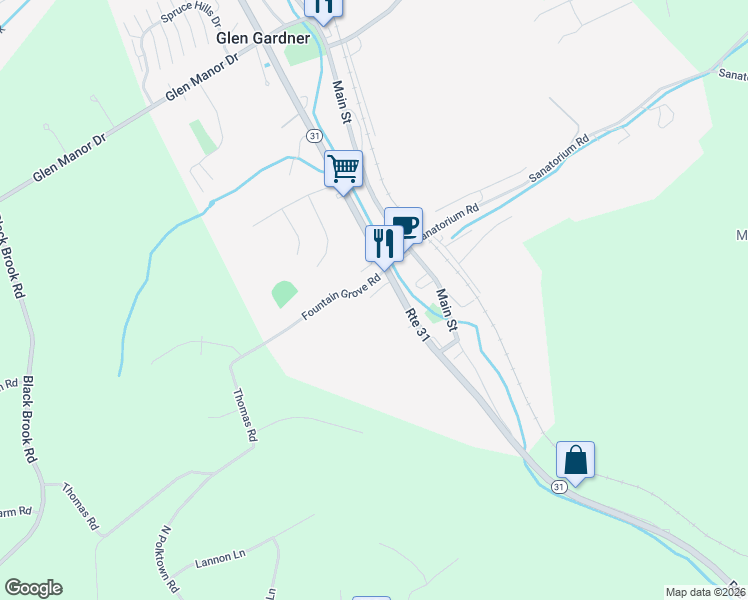 map of restaurants, bars, coffee shops, grocery stores, and more near 2 Prospect Hill in Glen Gardner