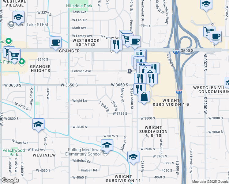 map of restaurants, bars, coffee shops, grocery stores, and more near 3685 South Bishop Street in West Valley City