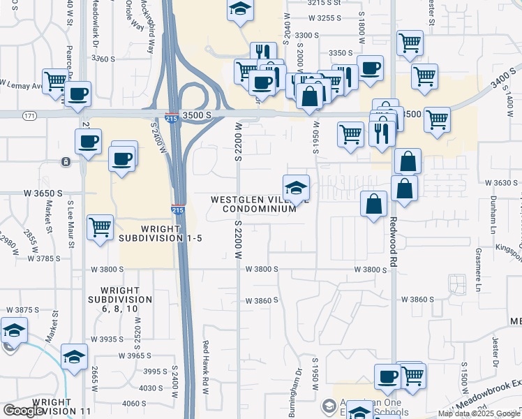 map of restaurants, bars, coffee shops, grocery stores, and more near 3685 South 2200 West in West Valley City