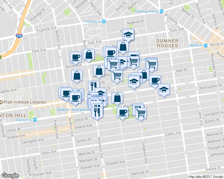 map of restaurants, bars, coffee shops, grocery stores, and more near in Brooklyn