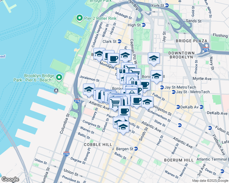 map of restaurants, bars, coffee shops, grocery stores, and more near in Brooklyn