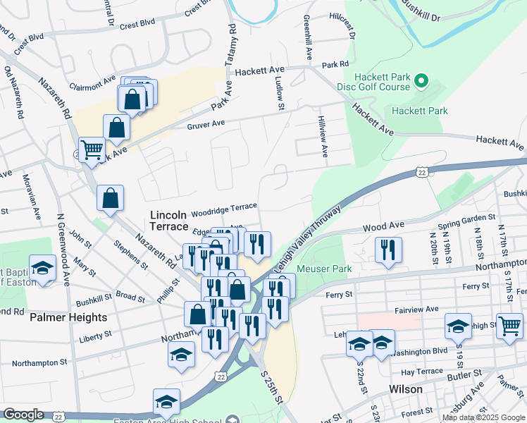 2190 Gateway Terrace Easton Pa Walk Score Map Of Restaurants Bars Coffee S Grocery Ore Near 2190