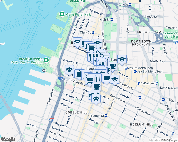 map of restaurants, bars, coffee shops, grocery stores, and more near 20 Aitken Place in Brooklyn