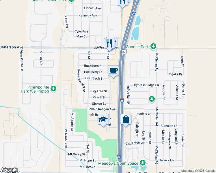 map of restaurants, bars, coffee shops, grocery stores, and more near 3940 Fig Tree Street in Wellington