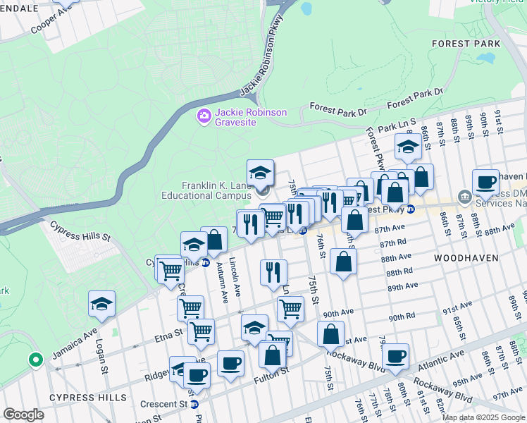 map of restaurants, bars, coffee shops, grocery stores, and more near in Brooklyn