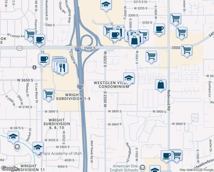 map of restaurants, bars, coffee shops, grocery stores, and more near 3689 South 2200 West in West Valley City