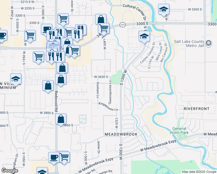 map of restaurants, bars, coffee shops, grocery stores, and more near 3691 Hampshire Circle in West Valley City