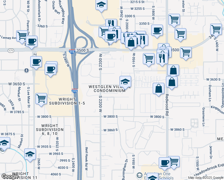 map of restaurants, bars, coffee shops, grocery stores, and more near 3707 Appleseed Road in West Valley City