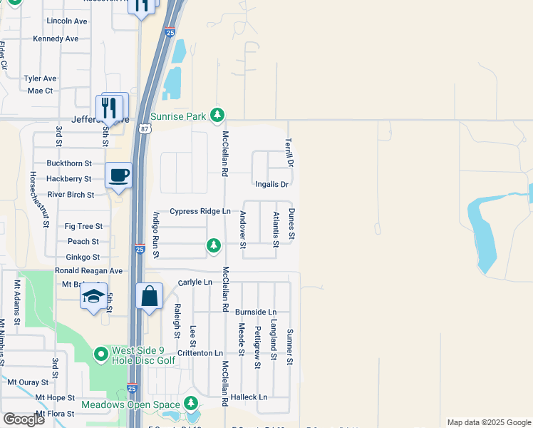 map of restaurants, bars, coffee shops, grocery stores, and more near 7347 Atlantis Street in Wellington