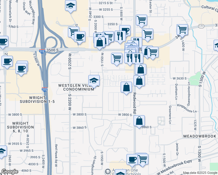 map of restaurants, bars, coffee shops, grocery stores, and more near 3681 South 1950 West in West Valley City
