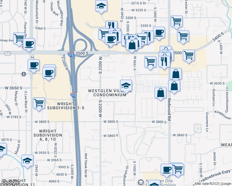 map of restaurants, bars, coffee shops, grocery stores, and more near 3687 South 2200 West in West Valley City