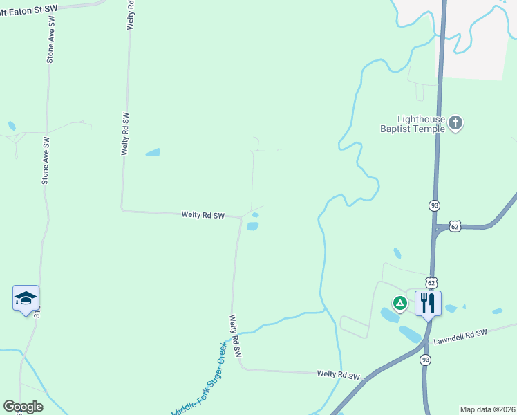 map of restaurants, bars, coffee shops, grocery stores, and more near 8456 Welty Road Southwest in Navarre