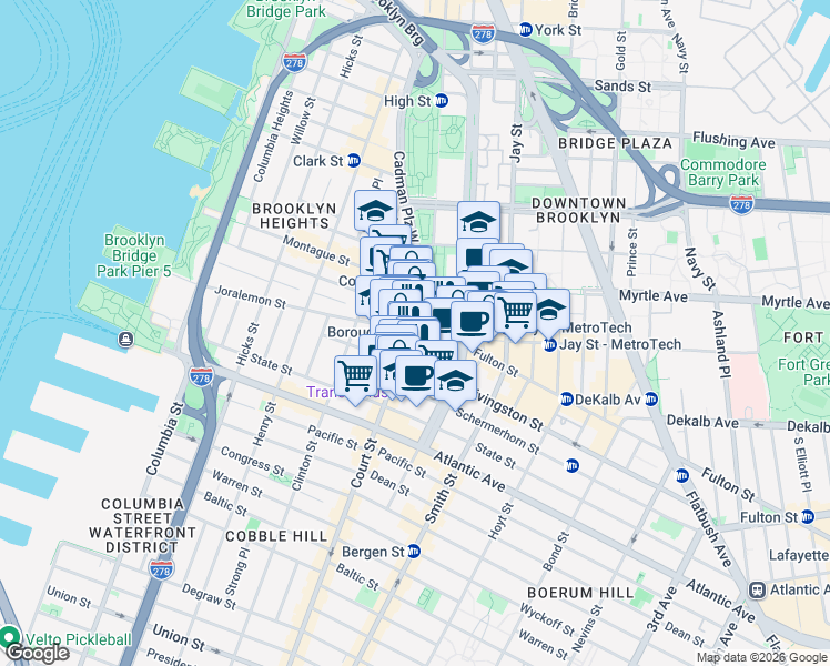 map of restaurants, bars, coffee shops, grocery stores, and more near in Brooklyn