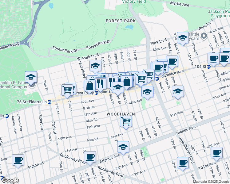 map of restaurants, bars, coffee shops, grocery stores, and more near in Queens