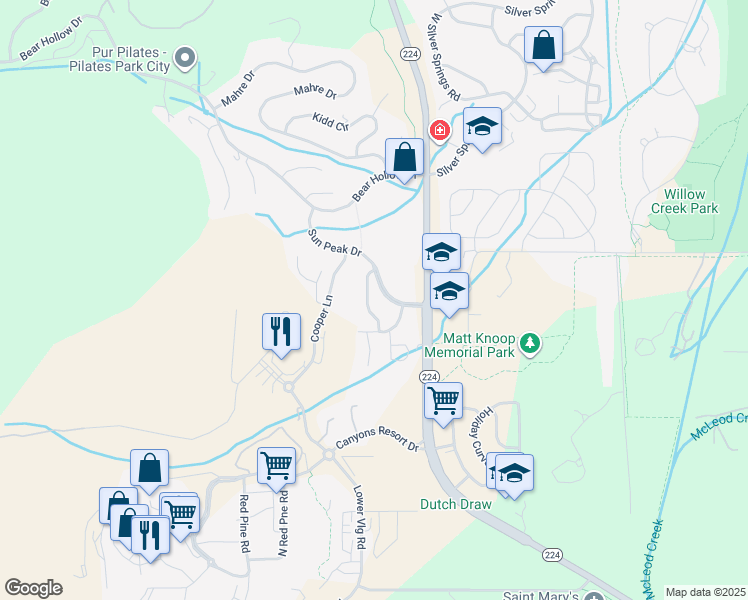 map of restaurants, bars, coffee shops, grocery stores, and more near 4094 Worthington Drive in Park City