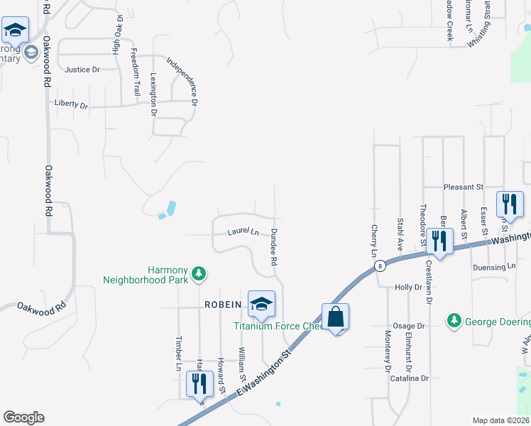 map of restaurants, bars, coffee shops, grocery stores, and more near 225 Devron Circle in East Peoria