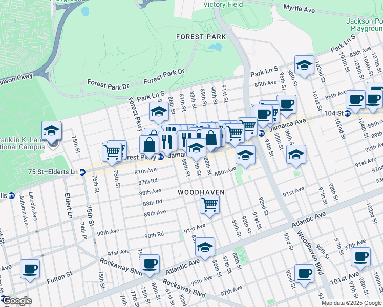 map of restaurants, bars, coffee shops, grocery stores, and more near in Queens