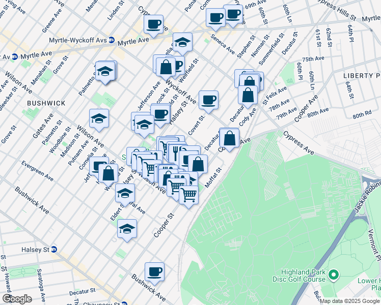 map of restaurants, bars, coffee shops, grocery stores, and more near in Brooklyn