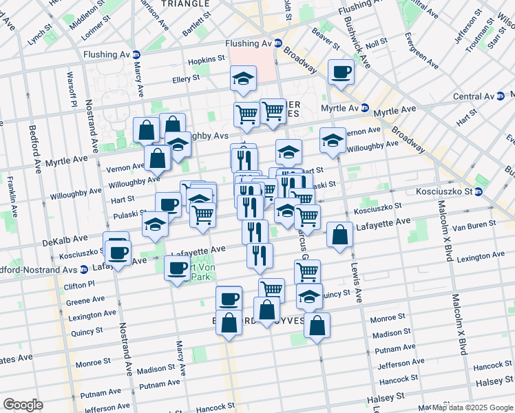 map of restaurants, bars, coffee shops, grocery stores, and more near in Brooklyn