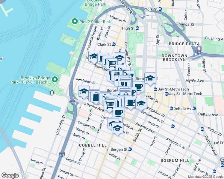 map of restaurants, bars, coffee shops, grocery stores, and more near in Brooklyn