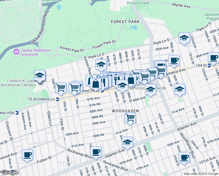 map of restaurants, bars, coffee shops, grocery stores, and more near in 