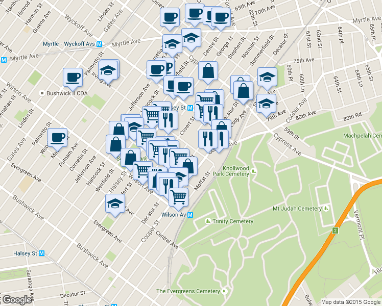 map of restaurants, bars, coffee shops, grocery stores, and more near in 