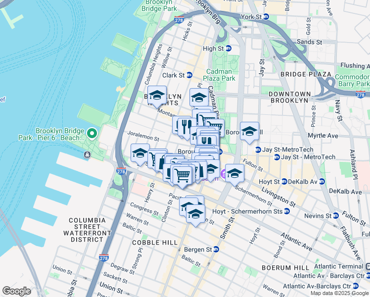 map of restaurants, bars, coffee shops, grocery stores, and more near in Brooklyn