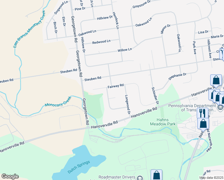 map of restaurants, bars, coffee shops, grocery stores, and more near 4639 Fairway Road in Bethlehem