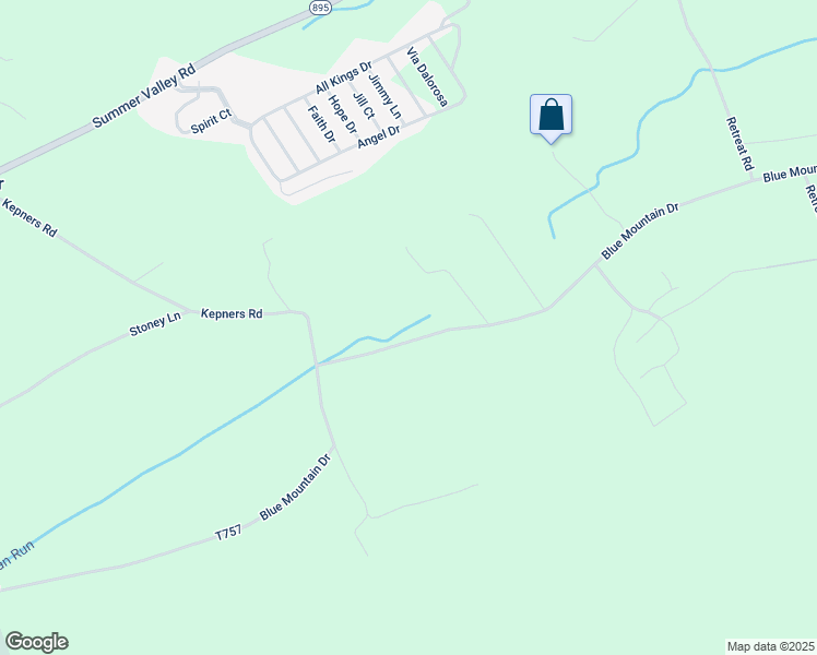 map of restaurants, bars, coffee shops, grocery stores, and more near Blue Mountain Drive in New Ringgold