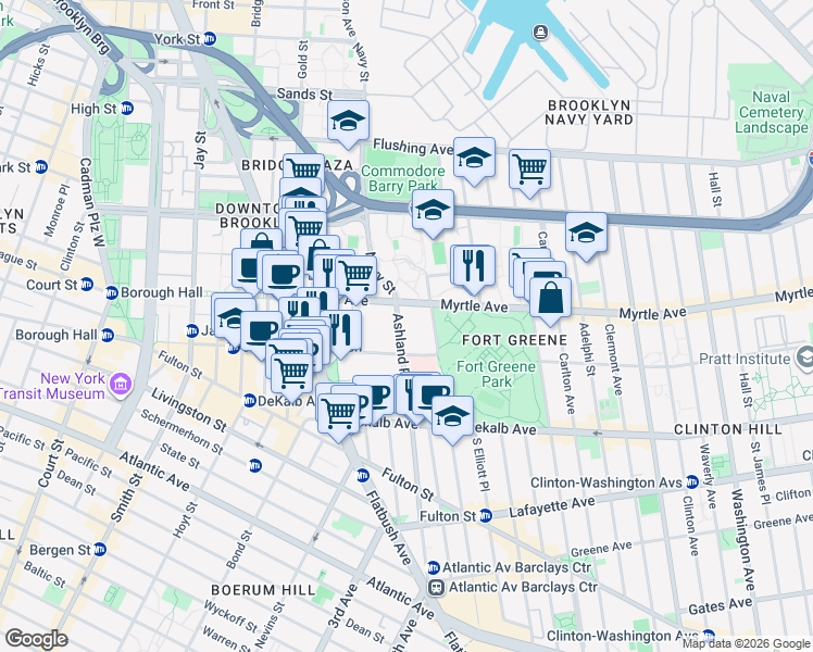 map of restaurants, bars, coffee shops, grocery stores, and more near in Brooklyn