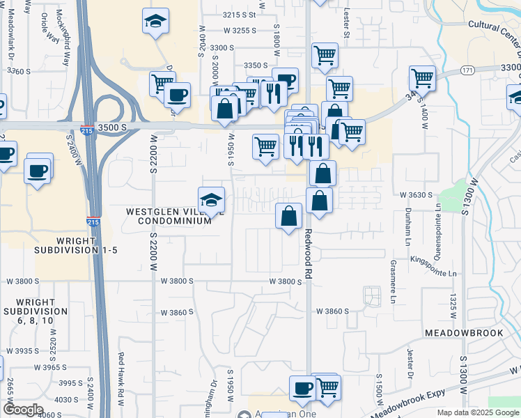 map of restaurants, bars, coffee shops, grocery stores, and more near 1867 West Homestead Farms Lane in West Valley City