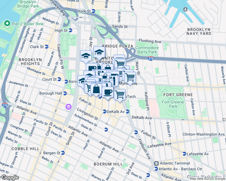 map of restaurants, bars, coffee shops, grocery stores, and more near in Brooklyn