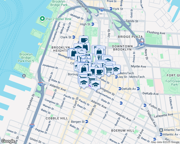 map of restaurants, bars, coffee shops, grocery stores, and more near in Brooklyn