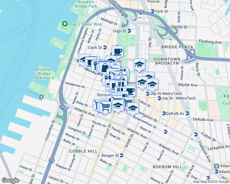 map of restaurants, bars, coffee shops, grocery stores, and more near in Brooklyn