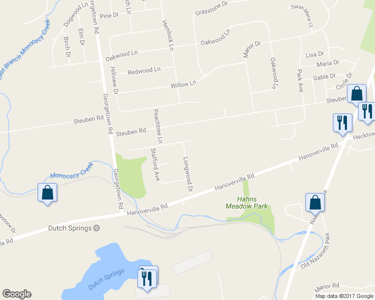 map of restaurants, bars, coffee shops, grocery stores, and more near 274 Longwood Drive in Bethlehem