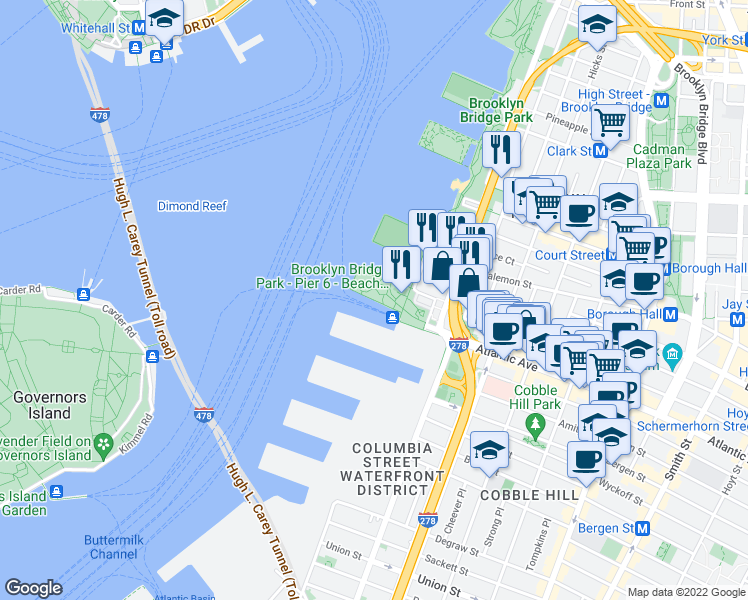 map of restaurants, bars, coffee shops, grocery stores, and more near in Brooklyn