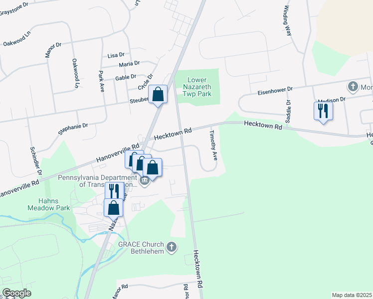 map of restaurants, bars, coffee shops, grocery stores, and more near 246 Butztown Road in Bethlehem