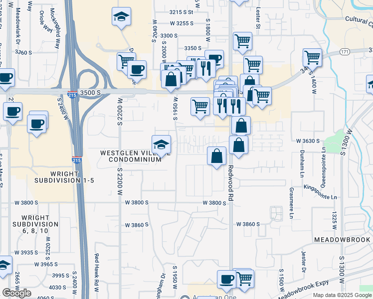 map of restaurants, bars, coffee shops, grocery stores, and more near 1911 West Homestead Farms Lane in West Valley City