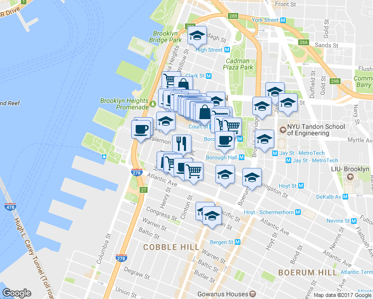 map of restaurants, bars, coffee shops, grocery stores, and more near in Brooklyn