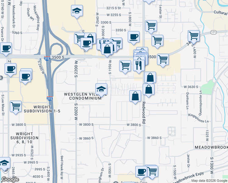 map of restaurants, bars, coffee shops, grocery stores, and more near 1919 West 3650 South in West Valley City