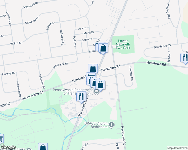 map of restaurants, bars, coffee shops, grocery stores, and more near in Northampton County