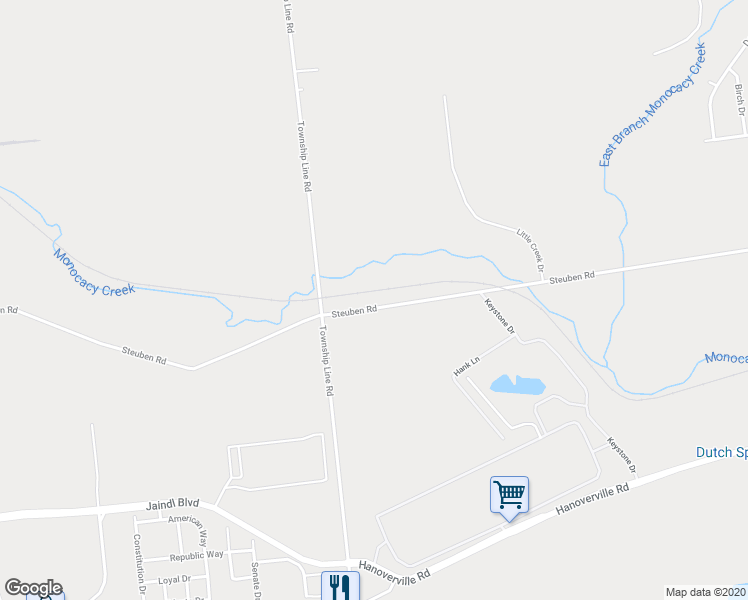 map of restaurants, bars, coffee shops, grocery stores, and more near 4938 Steuben Road in Nazareth
