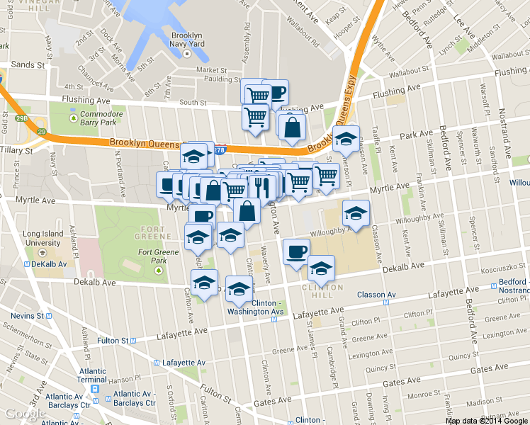 map of restaurants, bars, coffee shops, grocery stores, and more near in Brooklyn
