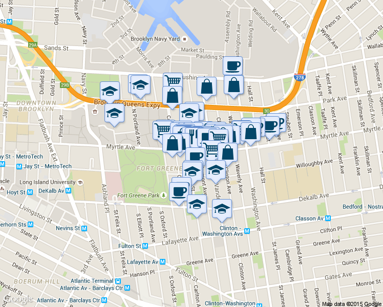 map of restaurants, bars, coffee shops, grocery stores, and more near in Brooklyn