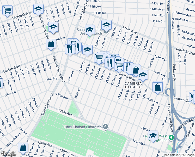 map of restaurants, bars, coffee shops, grocery stores, and more near in Queens