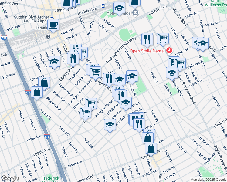 map of restaurants, bars, coffee shops, grocery stores, and more near in Queens