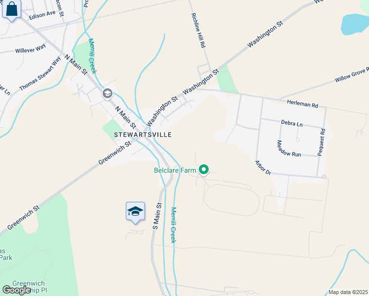 map of restaurants, bars, coffee shops, grocery stores, and more near 201 Watertower Road in Stewartsville