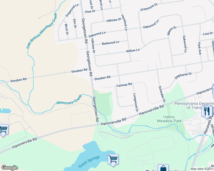 map of restaurants, bars, coffee shops, grocery stores, and more near 4669 Steuben Road in Bethlehem