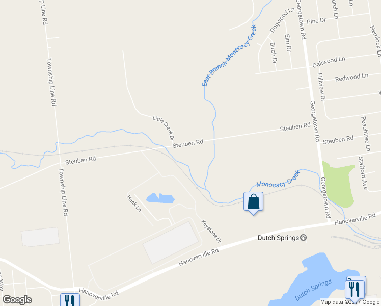 map of restaurants, bars, coffee shops, grocery stores, and more near 4831 Steuben Road in Nazareth